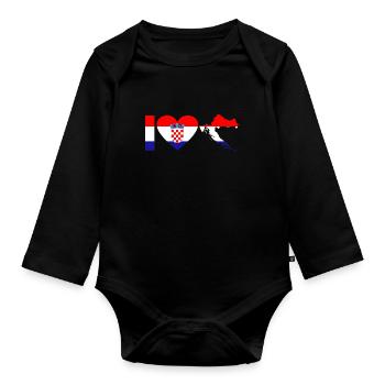 Croatia - Organic Longsleeve Baby Bodysuit - black - Front