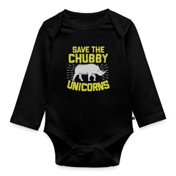 rhino - Organic Longsleeve Baby Bodysuit - black - Front