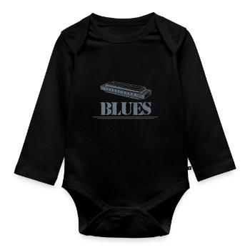 Mundharmonika Blues - Baby Bio-Langarm-Body - Schwarz - Vorne