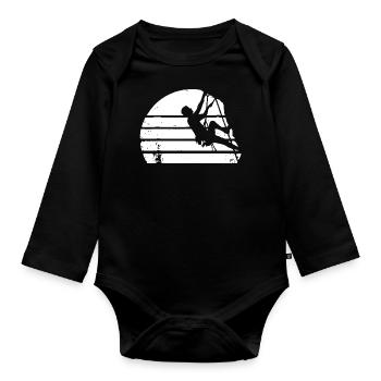 Vintage Rock Climbing Bouldering T-shirt - Baby Bio-Langarm-Body - Schwarz - Vorne