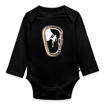 Mountaineering climbing carbine hook - Organic Longsleeve Baby Bodysuit - black - Front