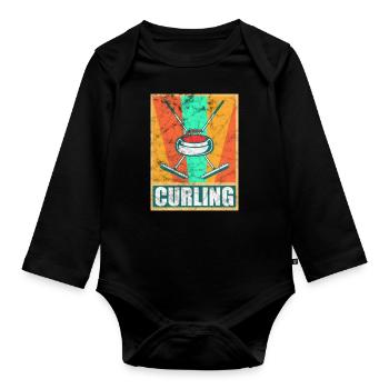 Curling curling gift - Organic Longsleeve Baby Bodysuit - black - Front