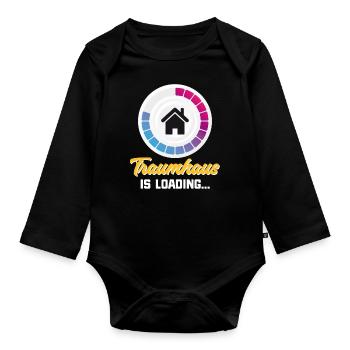 Bauherr Traumhaus - Baby Bio-Langarm-Body - Schwarz - Vorne