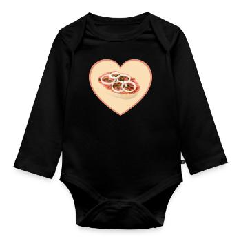 Mettbrötchen Herz Mett Hack Valentinstag Geschenk - Baby Bio-Langarm-Body - Schwarz - Vorne