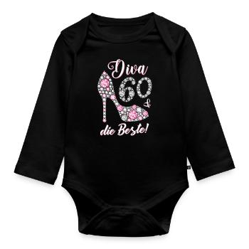 Diva die Beste 60 Jahre Geschenk 60. Geburtstag - Baby Bio-Langarm-Body - Schwarz - Vorne