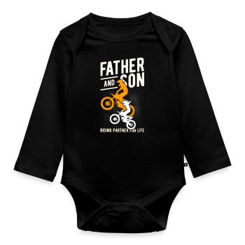 Cadeau moto voyage moto vélo motocross B - Body Bébé bio manches longues - noir - Devant