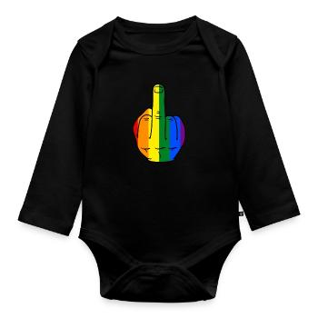 LGBT Gay Lesbiennes Regebogen Mariage Justice Gesc - Body Bébé bio manches longues - noir - Devant