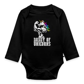 Papa der Einhörner Dadacorn Papa mit Töchter Geschenk - Baby Bio-Langarm-Body - Schwarz - Vorne