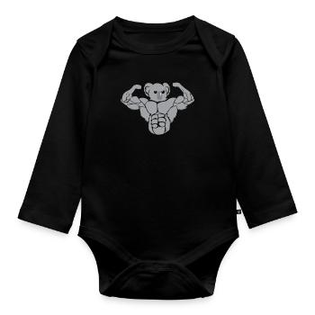 Fitness Gym Sport - Body Bébé bio manches longues - noir - Devant