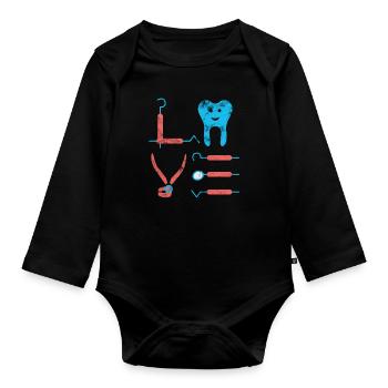Dentist Dentistry Gift Idea - Organic Longsleeve Baby Bodysuit - black - Front