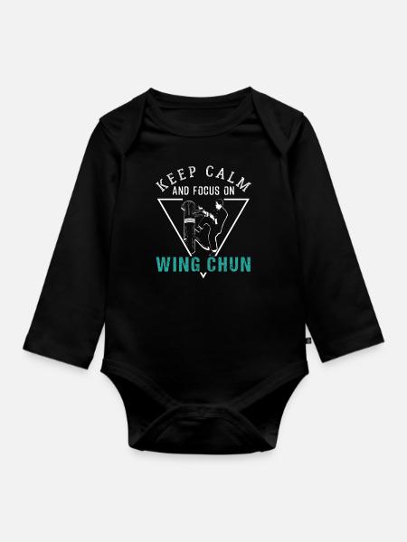 Wing Chun - Organic Longsleeve Baby Bodysuit - black