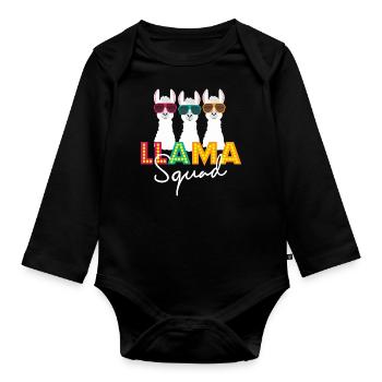 Llama Squad No-probllama Tierliebhaber Geschenkidee - Baby Bio-Langarm-Body - Schwarz - Vorne