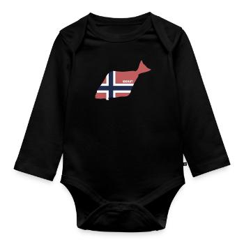 Heilbutt Norwegen - Angeln - Baby Bio-Langarm-Body - Schwarz - Vorne