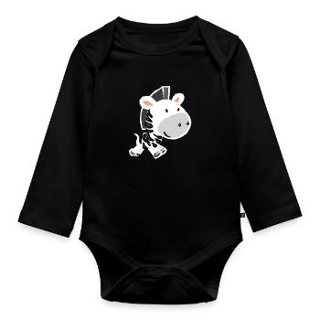 Zèbre - Body Bébé bio manches longues - noir - Devant