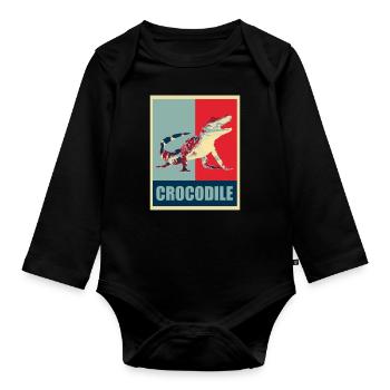 Krokodil Alligator - Baby Bio-Langarm-Body - Schwarz - Vorne
