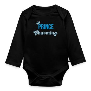 Prince - Organic Longsleeve Baby Bodysuit - black - Front