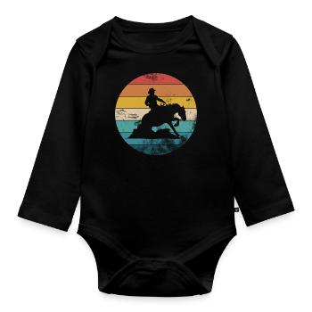 Sliding Stop Westernreiten Reining Geschenk - Baby Bio-Langarm-Body - Schwarz - Vorne