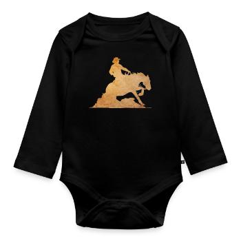 Sliding Stop Westernreiten Reining Geschenk - Baby Bio-Langarm-Body - Schwarz - Vorne