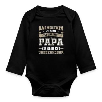 Dachdecker Papa Vater Geschenk - Baby Bio-Langarm-Body - Schwarz - Vorne