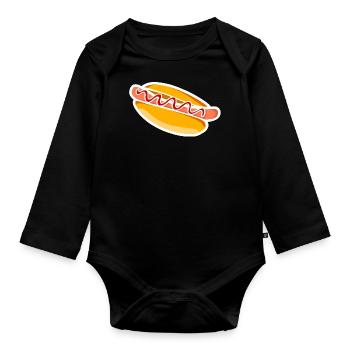Hot dog - Organic Longsleeve Baby Bodysuit - black - Front