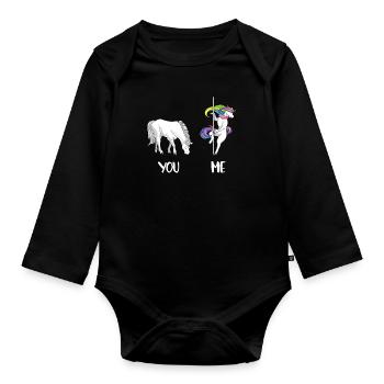You Me LGBT Einhorn LGBTQ Aktivist homosexuell - Baby Bio-Langarm-Body - Schwarz - Vorne