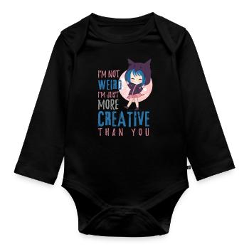 Anime Chibi Creative - Organic Longsleeve Baby Bodysuit - black - Front