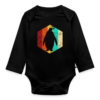 Penguin Penguins New Zealand Retro Gift - Body Bébé bio manches longues - noir - Devant
