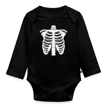 Squelette squelette - Body Bébé bio manches longues - noir - Devant