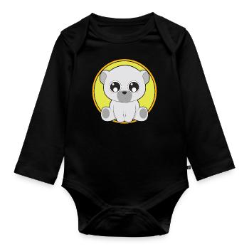 Animaux mignons ours mignon - Body Bébé bio manches longues - noir - Devant