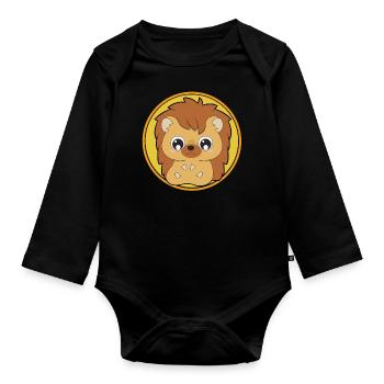 Cute hedgehog cute animals - Organic Longsleeve Baby Bodysuit - black - Front