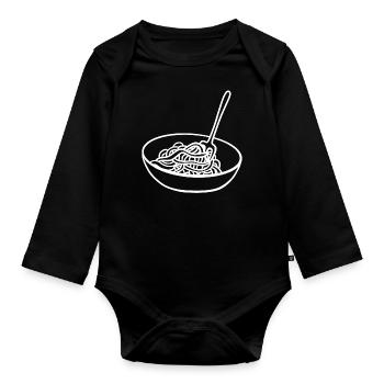 Spaghetti bowl noodles fork spaghetti server - Organic Longsleeve Baby Bodysuit - black - Front