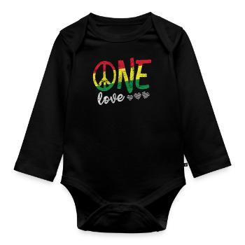 Ein Liebest-shirt Rasta Reggae Männer Frauen Kinder Geschenk - Baby Bio-Langarm-Body - Schwarz - Vorne