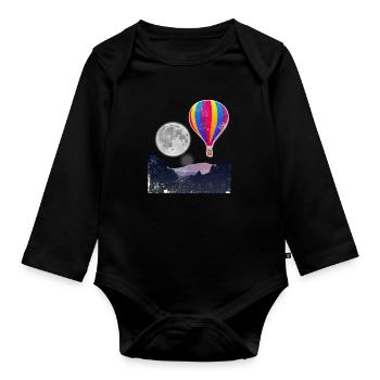 Hot Air Balloon Moon Sky Oxygen Events Party Gift - Organic Longsleeve Baby Bodysuit - black - Front