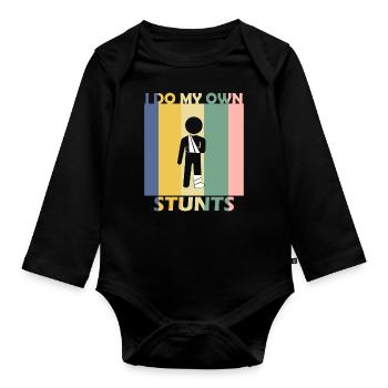 Broken arm bone recovery injury - Organic Longsleeve Baby Bodysuit - black - Front