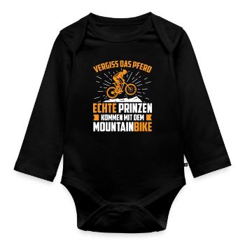 Vergiss das Pferd echte Prinzen kommen mit dem MTB - Baby Bio-Langarm-Body - Schwarz - Vorne
