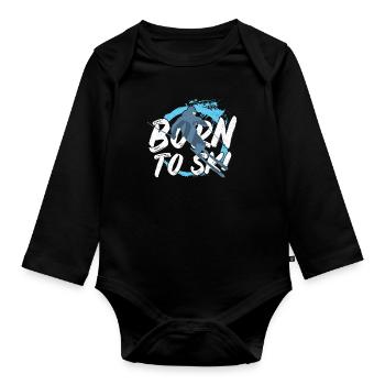 Born to Skier - Body Bébé bio manches longues - noir - Devant