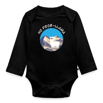 Keine Probllama Lama Tierliebhaber Geschenkidee - Baby Bio-Langarm-Body - Schwarz - Vorne