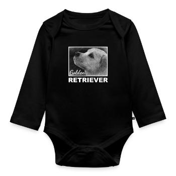 Dog, Golden Retriever, drawing - Organic Longsleeve Baby Bodysuit - black - Front