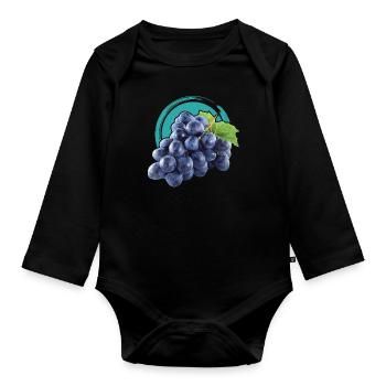 Grapes, fruit, blue, yummy, gift idea - Organic Longsleeve Baby Bodysuit - black - Front
