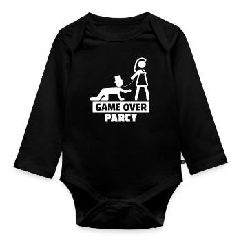 Game Over Bachelor Party Wedding Shower Marriage - Organic Longsleeve Baby Bodysuit - black - Front