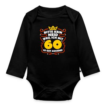 60e anniversaire - Body Bébé bio manches longues - noir - Devant