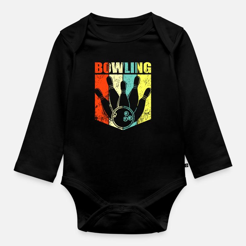 Cadeau bowling bowling - Body Bébé bio manches longues - noir