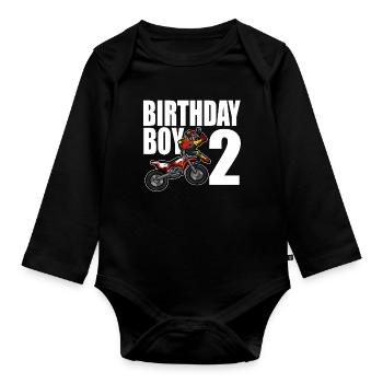 2e anniversaire motocross cadeau 2 ans - Body Bébé bio manches longues - noir - Devant