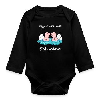 Sächsische Tiere - Die Schwäne Schweine - Baby Bio-Langarm-Body - Schwarz - Vorne