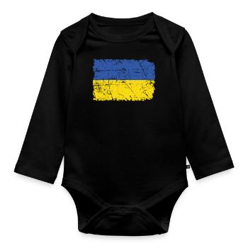 Ukraine - Baby Bio-Langarm-Body - Schwarz - Vorne