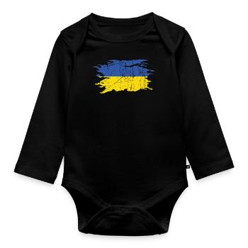 Ukraine - Organic Longsleeve Baby Bodysuit - black - Front