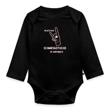 Schweigefuchs Erzieher Pädagoge Lehrer Geschenk - Baby Bio-Langarm-Body - Schwarz - Vorne