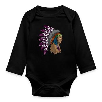 Cadeau de l’homme indien - Body Bébé bio manches longues - noir - Devant
