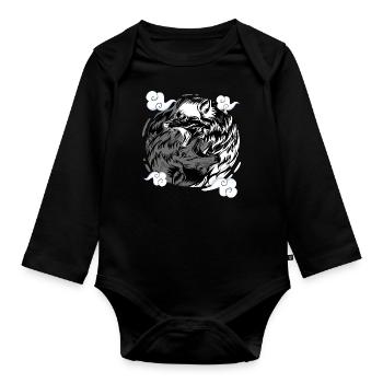 wolf - Organic Longsleeve Baby Bodysuit - black - Front