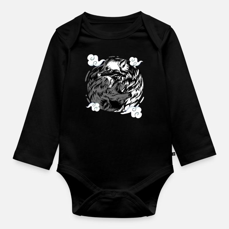 loup - Body Bébé bio manches longues - noir